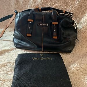 Vera Bradley Leather Purse black with tan accents in GREAT condition
